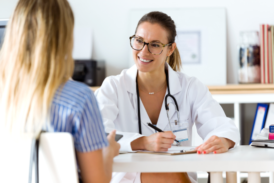 patient speaks with a doctor